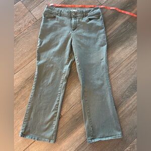 Coldwater Creek women’s olive denim high waist straight leg jeans Sz 14 P